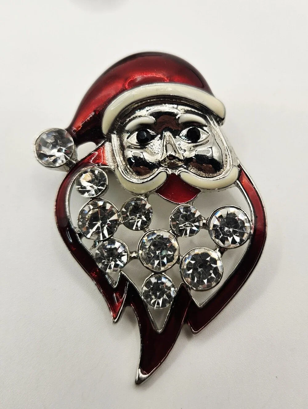 3 Vintage Christmas Brooches Pins Rhinestone Bling Lot